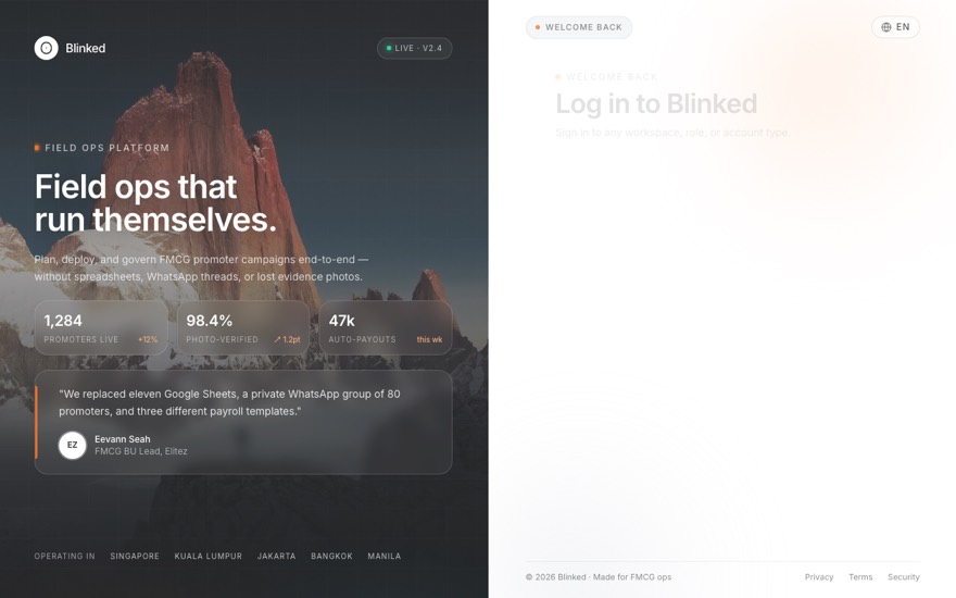 Blinked platform login