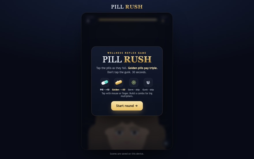Pill Rush mini-game