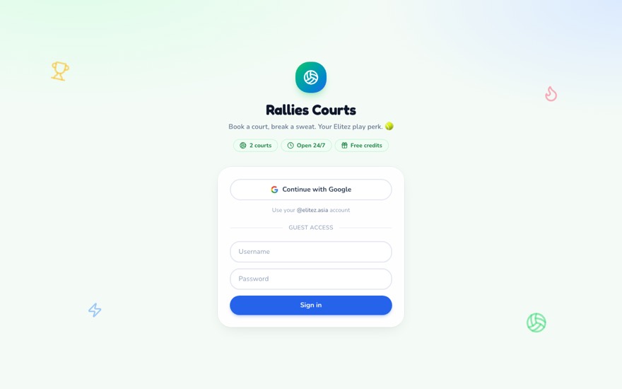 Rallies Courts booking app